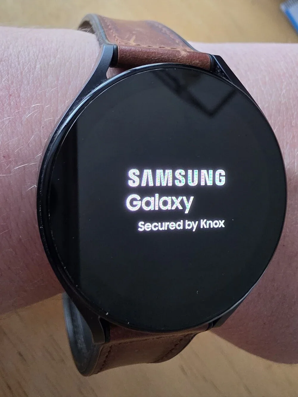 Black Smartwatch 5 LTE Capable with Brown Leather Band